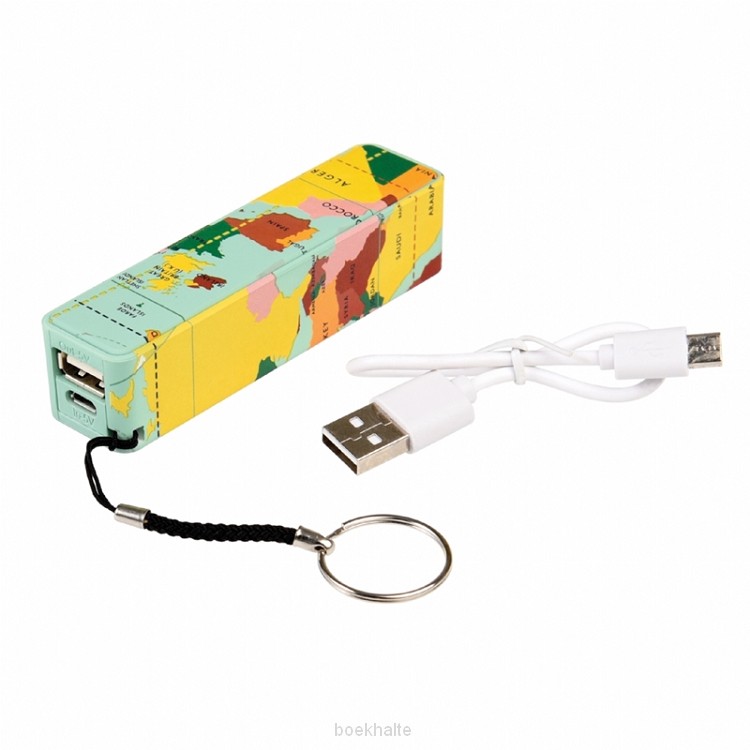 Oplader powerbank vintage world map