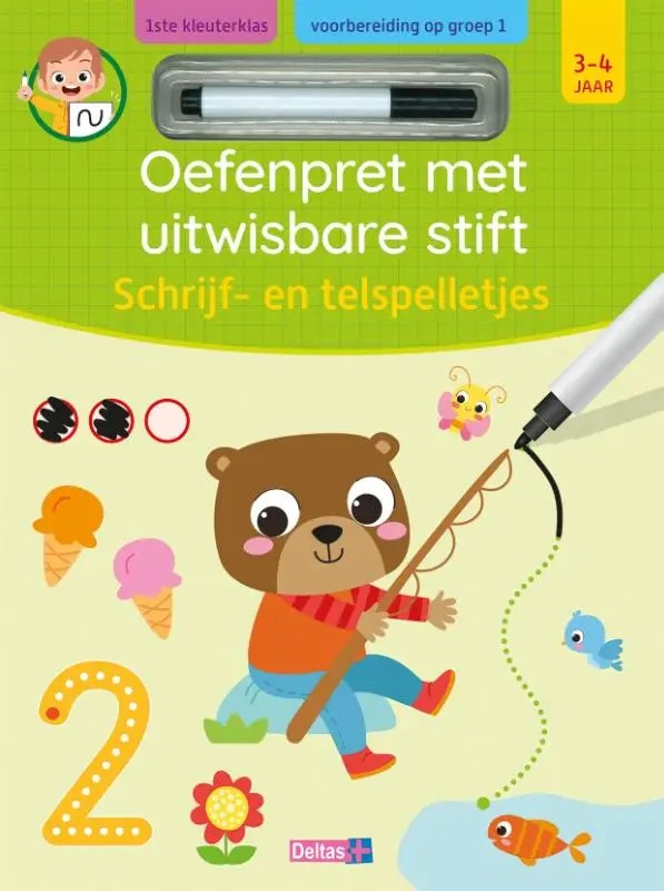 Oefenpret met uitwisbare stift - Schrijf- en telspelletjes / 3-4 jaar