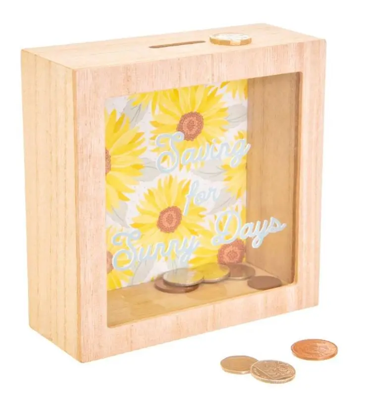 Spaarpot hout Sunny days Sunflower