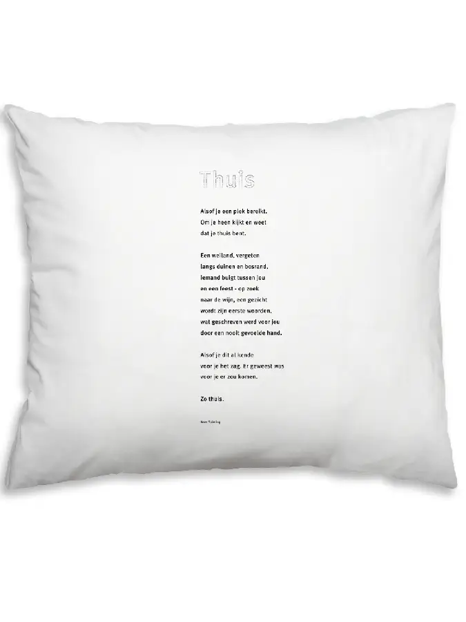 Kees Spiering gedicht: thuis, op kussensloop SL54