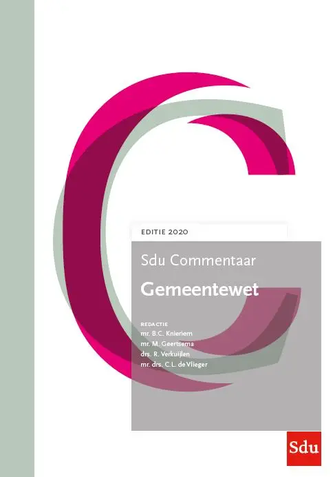 Sdu Commentaar Gemeentewet. Editie 2020