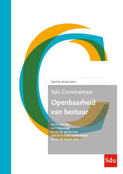 Sdu Commentaar Openbaarheid van Bestuur. Editie 2020-2021
