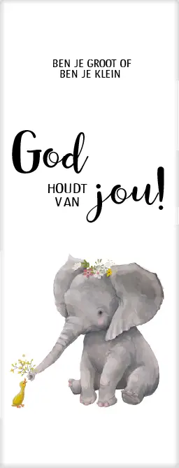 Boekenlegger olifantje God houdt van jou