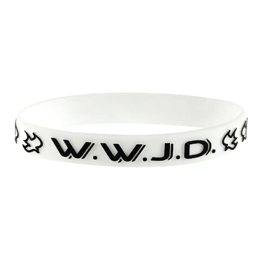 Armband wit WWJD duif Silicone