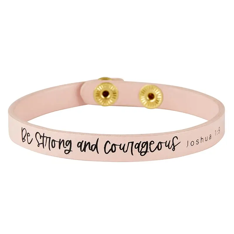 Leather Snap Bracelet Be strong & courag