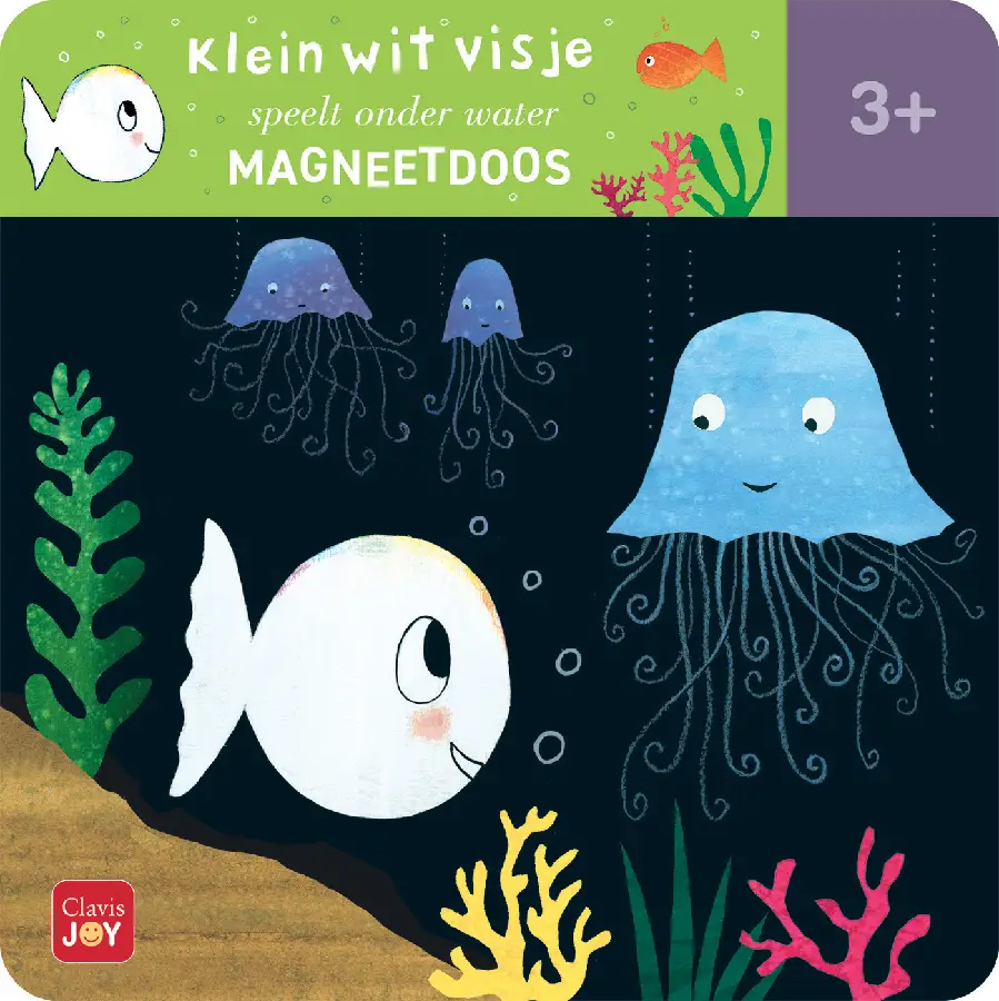 Magneetdoos Klein wit visje speelt onder water