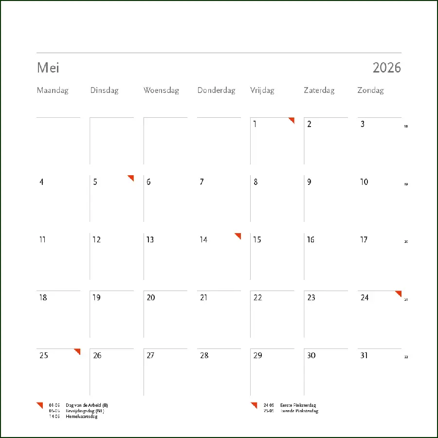 Blanco maandkalender 2026