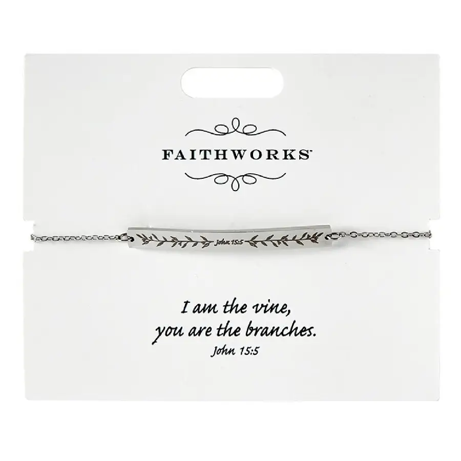 Bar Bracelet Jesus is the vine silver